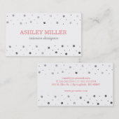 Moderne White & Silver Polka Dot Business Card Visitenkarte (Vorne/Hinten)