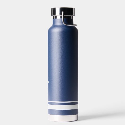 Moderne White Stripes Navy Hochzeitwasserflasche Trinkflasche (Links)