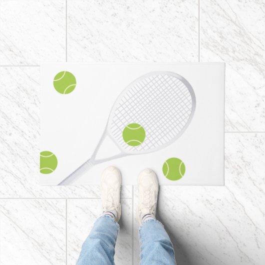 Moderne White Tennis Racket Ball Rug Doormat Fußmatte (Indoor)