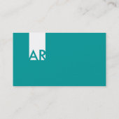 Moderne White Turquoise Monogram Business Card Visitenkarte (Rückseite)