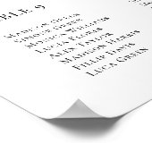 Moderne White Wedding Seating Chart Guest Names Poster (Ecke)