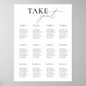 Moderne White Wedding Seating Chart Guest Names Poster (Vorne)
