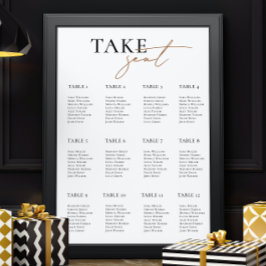 Moderne White Wedding Seating Chart Guest Names Poster