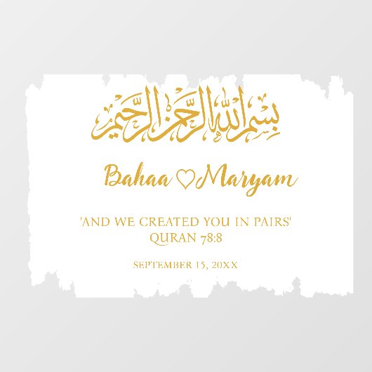 Moderne White Wedding Welcome Sign Decal Aufkleber (Blatt)