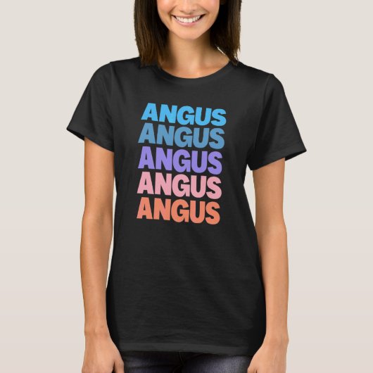 Moderne wiederholte Text Angus T-Shirt (Vorderseite)