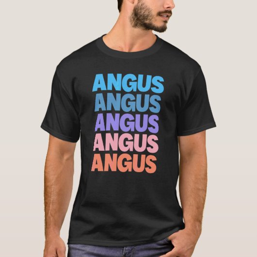Moderne wiederholte Text Angus T-Shirt (Vorderseite)