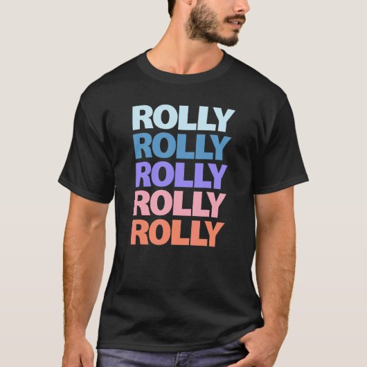 Moderne wiederholte Text-Rolly T-Shirt (Vorderseite)