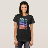 Moderne wiederholte Text-Rolly T-Shirt (Vorne ganz)