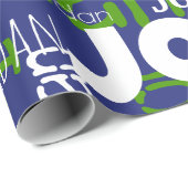 Moderne Wiederholung Name Blue Green Sports Team F Geschenkpapier (Rolleneckpunkt)