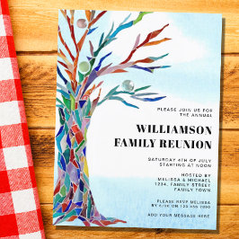 Moderne Wiedersehen-Familienbaum Einladungspostkarte