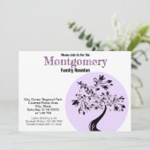 Moderne Wiedersehen für Lila und schwarze Bäume Einladung (Stehend Vorderseite)