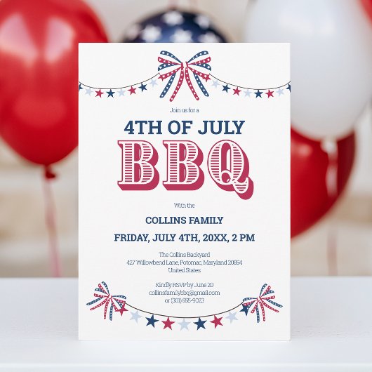 Moderne Wiedersehen GRILLEN 4. Juli Sommersommer P Einladung