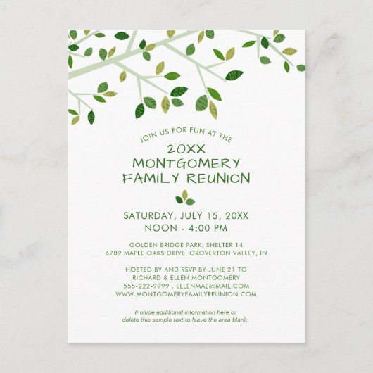 Moderne Wiedersehen Tree Einladung Postkarte (Vorderseite)