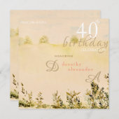 Moderne Wiesen-Blumenlandschaft Geburtstag Einladung (Vorne/Hinten)