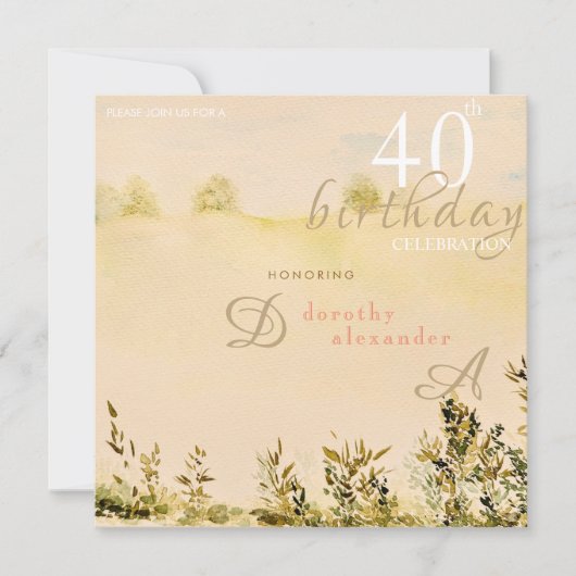 Moderne Wiesen-Blumenlandschaft Geburtstag Einladung (Vorderseite)