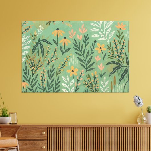 Moderne Wiesenblumen Leinwand Kunst (Insitu (Wohnzimmer))