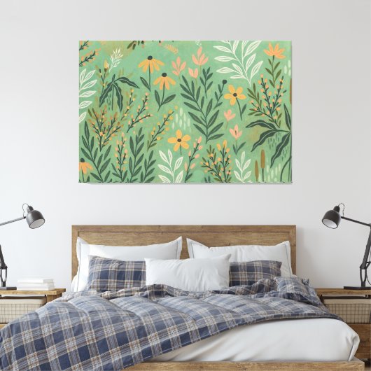 Moderne Wiesenblumen Leinwand Kunst (Insitu (Schlafzimmer))