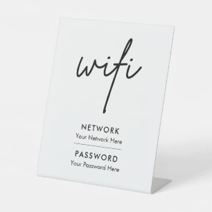 Moderne Wifi-Passwort-Netzwerk-Podiumsschild Sockelschild