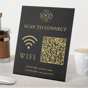 Moderne Wifi-Passwort & Netzwerk QR-Code-Logo Sockelschild