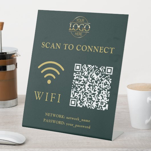 Moderne Wifi-Passwort & Netzwerk | QR-Code-Logo Sockelschild (In Situ)