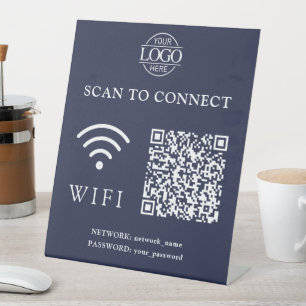Moderne Wifi-Passwort & Netzwerk   QR-Code-Logo Sockelschild