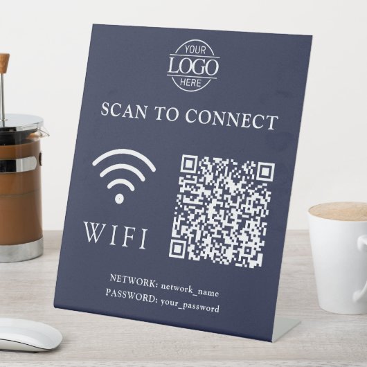 Moderne Wifi-Passwort & Netzwerk | QR-Code-Logo Sockelschild (In Situ)