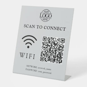 Moderne Wifi-Passwort & Netzwerk   QR-Code-Logo Sockelschild