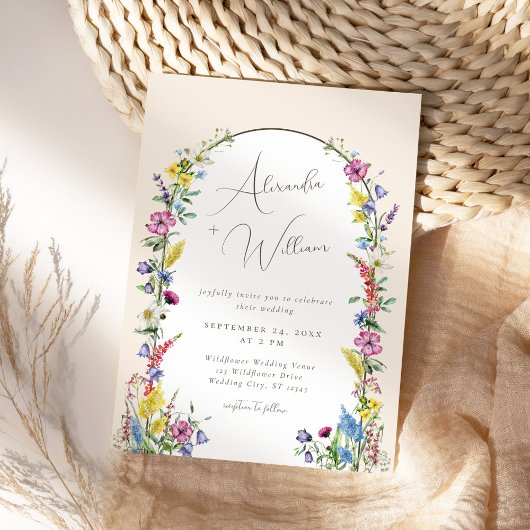 Moderne Wildblume Arch Boho Wedding Einladung