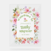 Moderne Wildblume Arkadendusche Begrüßung Acrylschild (Vorderseite)