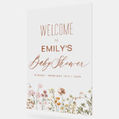 Moderne Wildblume Babydusche Begrüßungszeichen Acrylschild (Winkel)