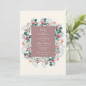 Moderne Wildblume Babydusche Einladung (Stehend Vorderseite)