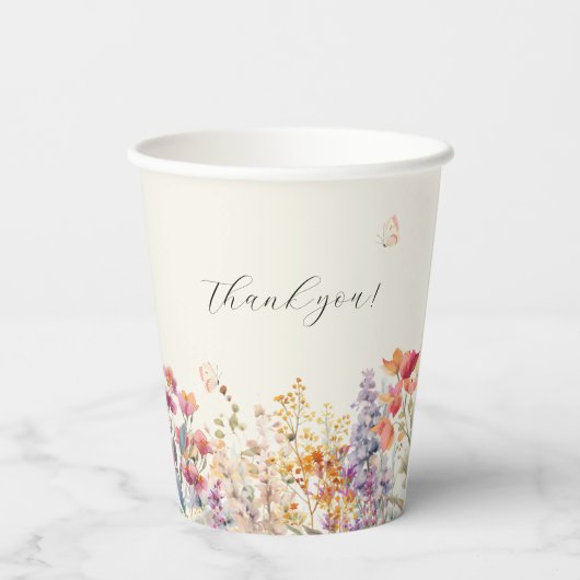 Moderne Wildblume Babydusche Pappbecher (Rückseite)