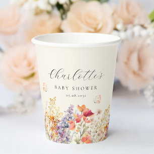 Moderne Wildblume Babydusche Pappbecher