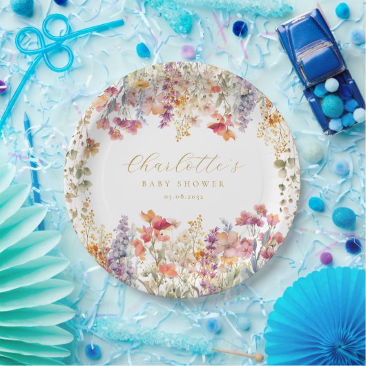 Moderne Wildblume Babydusche Pappteller (Party)