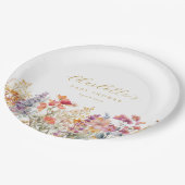 Moderne Wildblume Babydusche Pappteller (Schrägansicht)