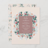 Moderne Wildblume Babydusche Postkarte (Vorne/Hinten)