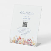 Moderne Wildblume, Babydusche, QR-Code Sockelschild (Vorderseite)