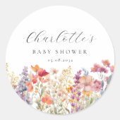 Moderne Wildblume Babydusche Runder Aufkleber (Vorderseite)