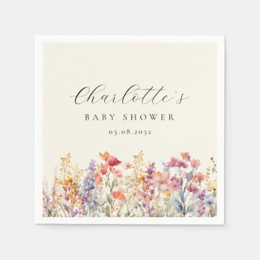 Moderne Wildblume Babydusche Serviette (Vorderseite)