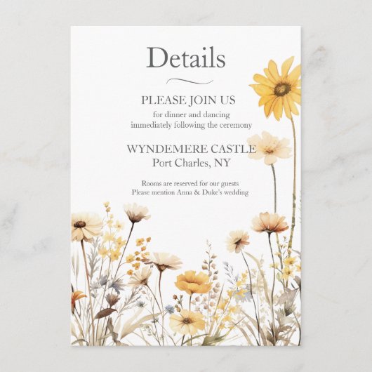 Moderne Wildblume Begleitkarte (Vorderseite)