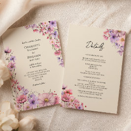 Moderne Wildblume Beige Details in einer Hochzeit Einladung