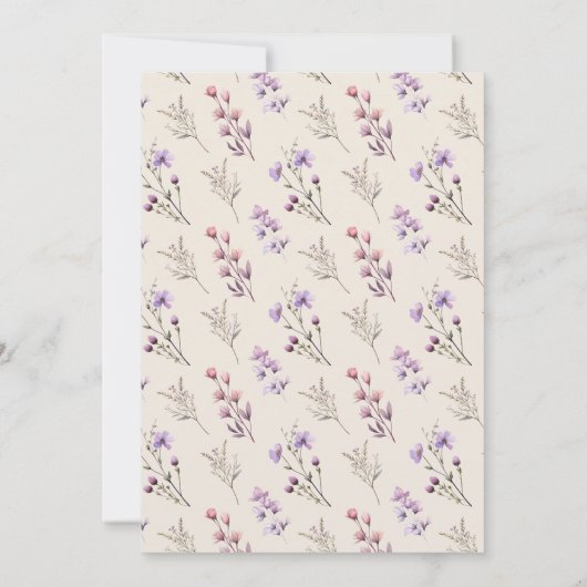 Moderne Wildblume Beige Hochzeit Einladung (Rückseite)