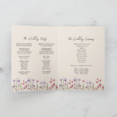 Moderne Wildblume Beige Hochzeit geklappt Programm (Innenseite)