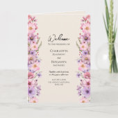 Moderne Wildblume Beige Hochzeit geklappt Programm (Vorderseite)