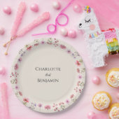 Moderne Wildblume Beige Hochzeit Pappteller (Party)