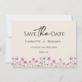 Moderne Wildblume Beige Hochzeit Save The Date (Vorderseite)