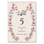 Moderne Wildblume Beige Hochzeit Tischnummer (Vorderseite)