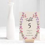 Moderne Wildblume Beige Hochzeit Tischnummer<br><div class="desc">Dieses beige Hochzeitsdesign in der Wildblume besticht durch einen warmen, beigen Hintergrund mit lebhaften rosa und lila Wildblumen in Aquarelltönen, die ein Gefühl zeitloser Romantik wecken. Die Verbindung von rustikalem und elegantem boho Charme macht dieses Design perfekt für Paare, die eine moderne Wildblume ästhetisch suchen. Egal ob Sie sich für...</div>