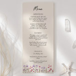 Moderne Wildblume Beige Hochzeitsflat Menükarte<br><div class="desc">Dieses moderne beige Hochzeitsmenü der Wildblume besticht durch einen warmen, beigen Hintergrund mit lebhaften rosa und lila Aquarellfarben-Wildblumen, die ein Gefühl zeitloser Romantik wecken. Die Verbindung von rustikalem und elegantem boho Charme macht dieses Design perfekt für Paare, die eine moderne Wildblume ästhetisch suchen. Egal ob Sie sich für eine Kids-Gartenfeier...</div>