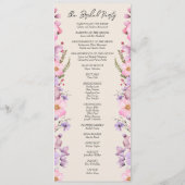 Moderne Wildblume Beige Hochzeitsflat Programm (Rückseite)